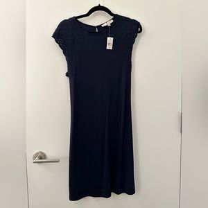 NWT Ann Taylor Loft Navy Blue Eyelet Dress Size Medium M